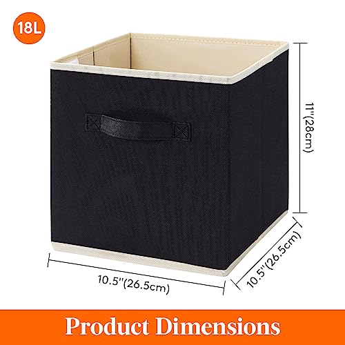 Lifewit Storage Cubes, Foldable Decorative Fabric Storage Baskets for Organizing Home Organizers with Handles for Shelves, Closet, 11 Inch Bins, 18L Black, 12 Packs - color: Black, size: 12pcs-11INCH