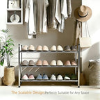 3 Tier Shoe Rack for Closet Metal Wide Retractable Stackable Shoe Storage Organizer for Closet Entryway Small Spaces 24.4 x19.69 x9 Inches