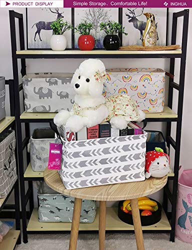 Rectangular Storage Basket Fabric Organizer Bin for Toys,Books,Clothes,Gifts,Pets-Perfect for Home,Office,Nursery,Dorm,Shelf(Rec Grey Arrow) - color: Rec Grey Arrow