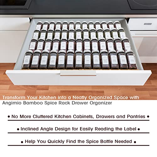 Bamboo Spice Rack Drawer Organizer - 8 Piece Set - 12" Wide, Combine Into 24" Rack (12" or 24") - size: 24"