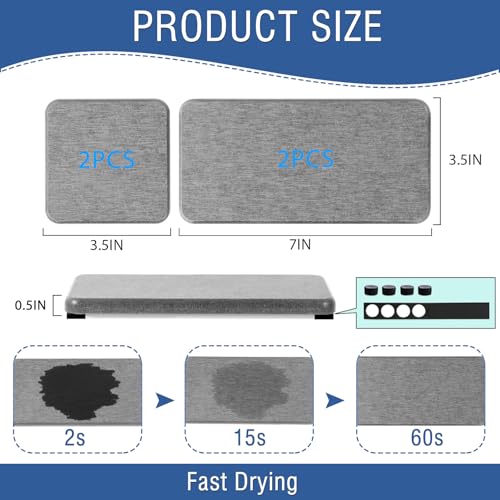 4PCS Water Absorbing Stone Tray, Stone Drying Tray for Bathroom Sink and Kitchen Counter, Fast Drying Diatomite Sink Coasters, Diatomaceous Coaster, Soap Dish Holders - color: Gray