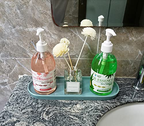 Ceramic Sink Tray, Bathroom Counter Tray, Bathtub Tray, Cosmetics Dish, Candle Tray, Perfume Shampoo Liquid Soap Tray Simple Style Design Suit for Bathroom and Kitchen (2pcs Blue) - color: 2pcs Blue