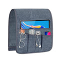 Couch Armrest Remote Control Holder, Couch Caddy Gifts for Seniors Bed Caddy Tv Remote Holder with 5 Pockets for Key Glasses Phone Magazine Holders - color: Grayish Blue