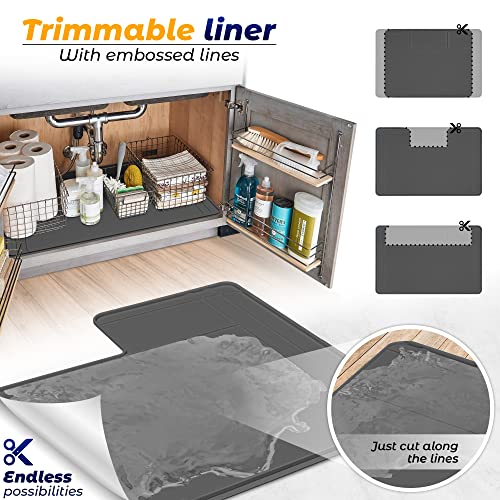 The Original Under Sink Mat - Silicone Waterproof mat, Trimmable, Easy to Clean, Kitchen cabinet liner, Under sink protector mats, Drip Tray with Lip - 34" x 22" or smaller - Beige - color: Beige, size: 34" x 22"