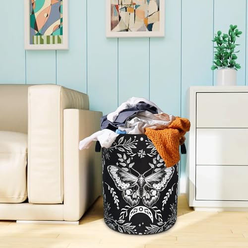 Moth Laundry Basket Oxford Cloth Funny Butterfly Laundry Hamper With Handle Foldable Portable Clothes Storage Basket 18.9 X 16.5 In Storage Bag For Laundry Room/Bathroom/Bedroom/Dormitories - color: Butterflies