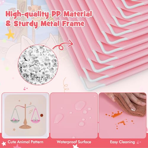 HONEY JOY Kids Wardrobe Closet, Baby Cartoon Clothes Storage Organizer, 12 Cubes & 2 Hanging Sections, Portable Children DIY Modular Bedroom Armoire Dresser Cabinet for Boys Girls (Light Pink) - color: Light Pink, size: 12-Cube
