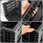 Collapsible Storage Bin Containe，52 Liter Transferheavy duty plastic storage box ,milk crates heavy duty Transit storage of various items black (1)
