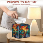 2 Pcs Tree of Life Tissue Box Cover Leather Tissue Box Holder Square Facial Paper Organizer Dispenser for Bedroom Dresser Night Stand Office Desk - color: Tree of Life
