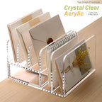 SANRUI Desk Organizers and Accessories, Acrylic Mail Organizer Countertop, 5-Slots File Sorter with Drawer, Desktop Organizer for Office Supplies - style: 5 Sections With Drawer