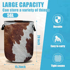 Brown Cow Skin Laundry Basket, Laundry Hamper Collapsible Oxford Cloth with Handle Clothes Toy Storage Bin for Bathroom Laundry Room Bedroom 15.7 X 20 Inch - color: Brown Cow Skin