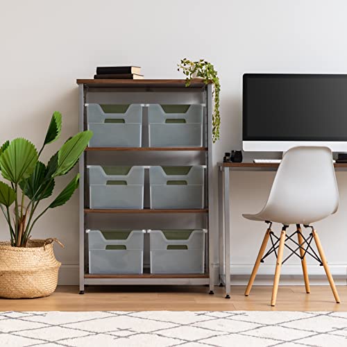 IRIS USA Small Portable Desktop File Box with Open Lid, 6 Pack, Side Handles, Hanging File Folders, Tabs & Inserts, Letter Size, Magazines, Newspapers, Mail, Books, Notebooks, Clear - style: Clear S - 6 Pack
