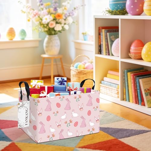 FANKANG Storage Bins,Nursery Hamper Canvas Laundry Basket Foldable with Waterproof PE Coating Storage Baskets for Boys and Girls, Office, Bedroom, Clothes,Toys(Rec-Rabbit ） - color: Rec-Rabbit