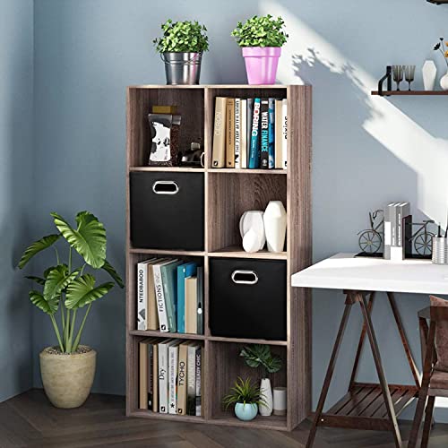 PRANDOM Leather Foldable Cube Storage Bins 13x13 inch [2-Pack] Fabric Storage Baskets Cubes Drawer with Cotton Handles Organizer for Shelves Nursery Closet Bedroom Clothes Black - color: Black, size: 13x13 in(2-Pack)