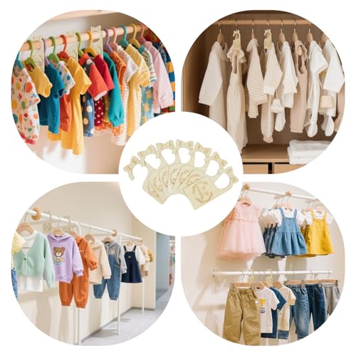 7 Pcs Closet Dividers Set, Pre-Labeled Wooden Hook-Style Size Tags, Easy Size Closet Organization & Storage for Nursery, Wardrobe, Bedroom & Closet Rods (0, 0-3, 3-6, 6-9, 9-12, 12-18, 18-24 Months)