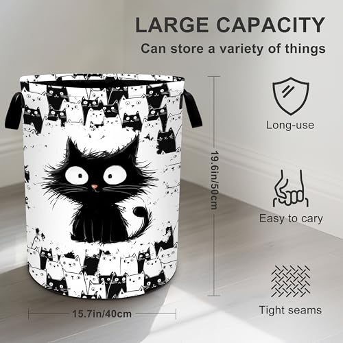 Cat Laundry Basket Storage Bin Foldable Laundry Hamper Clothes Storage Bucket Organizer 19.6x15.7 Inch For Laundry Room/Bedroom/Bathroom - color: Cat