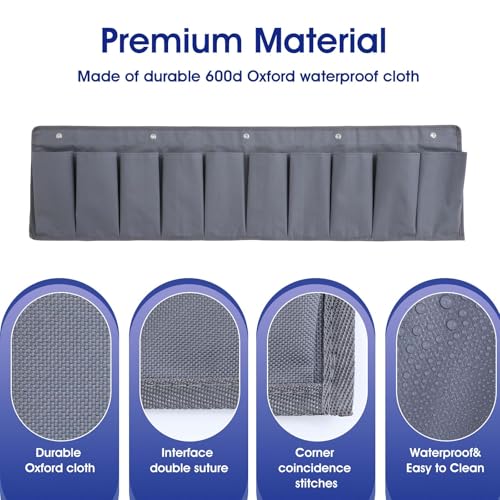 2 Pcs RV Shoe Pockets 10 Pockets Heavy Hanging Bedside Storage Organizer Bedside Shoe Organizer with Sturdy Hooks Storage Pocket Hangs on bed for Shoes Toys and Tool Accessories
