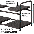 Simple Houseware Under Sink 2-Tier Heavy Duty Expandable Rack Organizer, Adjustable Width 15.75–25 Inches with 4 Shelf Height Levels, Bronze - color: Bronze