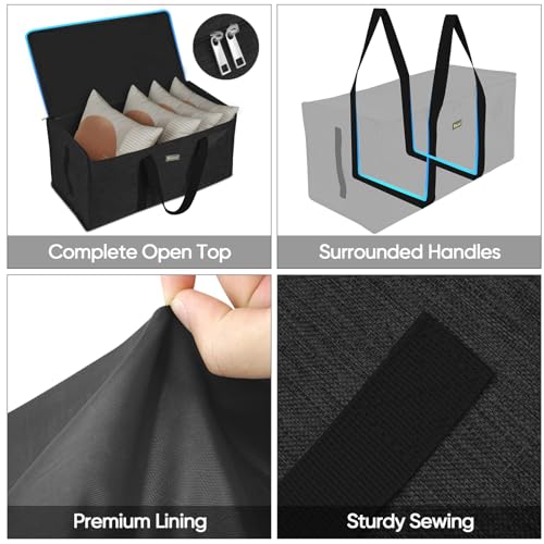 BALEINE Extra Large Storage Tote with Zippers & Carrying Handles, Heavy-Duty Oxford Fabric Moving Bags for Laundry, Space Saving, Storage, 2-Pack, Charcoal Black - color: Black, size: 2-Pack