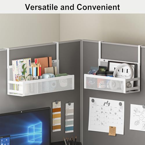 Hanging Bathroom Baskets Fine Mesh Wire Storage Basket Over Cabinet Door Organizer No Drilling Required for Kitchen Bathroom Office, Large, 2 Pack - size: 2 Larges