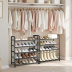 STO STO 5-Tier Shoe Rack with Sturdy Mesh Shelves, Heavy Duty Metal Shoe Organizer for Entryway, Closet, Garage, Front Door, Holds 15 Pairs, Free Standing Shoe Storage Shelf, Adjustable Feet, Black - size: 5-Tier Standard