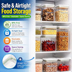 Airtight Food Storage Containers with Lids – 6 Pack BPA-Free Pop Containers for Pantry Organization, Cereal, Flour, Rice, Sugar – Stackable Kitchen Canisters (0.5, 1.2, 1.8 Qt) Set of 6