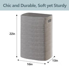 MEGASKET Large Laundry Hamper 16"x13"x22" - Tall Woven Laundry Basket, Cotton Rope Dirty Clothes Hamper, Baby Kids Nursery Wicker Laundry Basket, Bedroom Aesthetic, Soft Laundry Bin, Gray Hamper, 75L - color: Gray