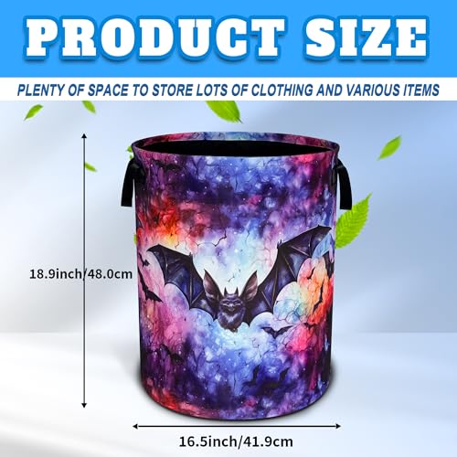 Bat Laundry Basket Oxford Cloth Funny Gothic Laundry Hamper With Handle Foldable Portable Clothes Storage Basket 18.9 X 16.5 In Storage Bag For Laundry Room/Bathroom/Bedroom/Dormitories - color: Bat