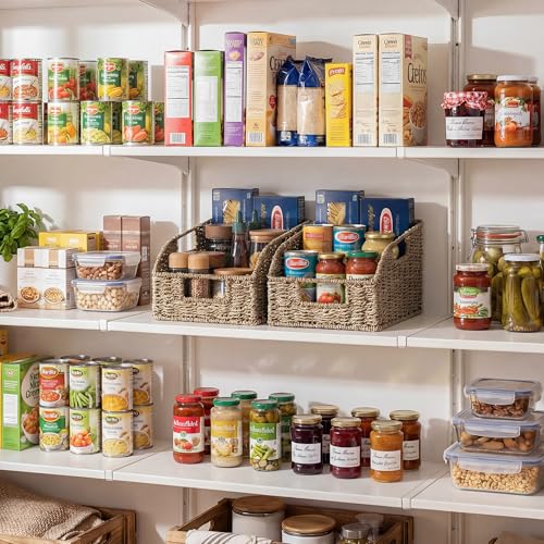 StorageWorks Wicker Baskets for Organizing, Pantry Organizers and Storage, Seagrass Storage Basket for Pantry Shelves, Natural, 2 Pack - color: Natural(Seagrass), size: 2x 8½"L x 10"W x 7½"H