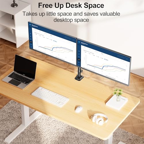 MOUNT PRO Dual Monitor Mount Fits 13-32 Inch/17.6lbs LCD Screen, Computer Monitor Desk Mount, Articulating Monitor Arm, Height Adjustable Display Stand for 2 Monitors, VESA Mount 75x75/100x100mm - color: Black C-clamp, size: Dual