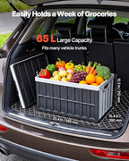 VEVOR Plastic Collapsible Storage Bins with Lids, 65L 2 Packs, Stackable Folding Storage Crates with Handles, Holds 84 lbs Per Bin, Heavy Duty Containers, Space-Saving Baskets, for Home Organizing - size: 65L-Grey-2PC