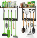 2 Packs Broom Holder Wall Mount with Shelf Load 66LBS Broom and Mop Organizer Wall Hanging Broom Hanger with 4 Mop Hanger Grippers, 3 Hooks for Laundry Room, Garage, Utility Closet, Kitchen - style: 2 Packs