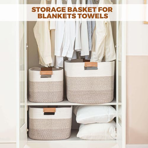 danpinera Rectangle Blanket Storage Basket, Large Blanket Basket Living Room, Nursery Nin for Toys, 50 L Large Woven Storage for Toy Organizing & Laundry, 18.11’’*14.17’’*11.81’’, Gradient Brown - color: Gradient Brown, size: 50L
