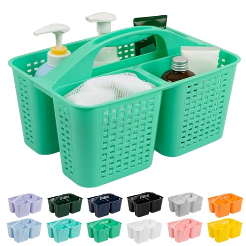Tiawudi Portable Shower Caddy, Caddy Organizer with Handle, Plastic Shower Basket Hold Soap, Shampoo, Hair Supplies and Beauty Products, Cleaning Supplies Organizer for Home, Dorm, Shelf and Cabinet - color: Pistachio