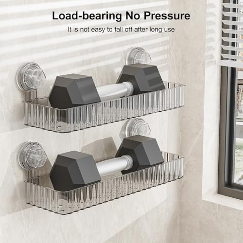 Shower Caddy Suction Cup Bathroom Shower Organizer for Bathroom Storage & Home Decor & Kitchen No Drilling Large Capacity Removable and Reusable Shower Shelves for Inside Shower. (clear, square) - color: Clear, size: Square