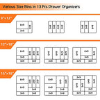 BYCY Office Drawer Organizers Bins Junk Drawer Organizers Tray Storage Dividers for Office Desk Dress Makeup (13pcs 2Size) - size: 13pcs 2Size