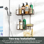 Epicano Shower Caddy Hanging, Anti-Swing Over Head Shower Caddy Rustproof with hooks for Towels, Sponge and more, Bronze - color: Bronze