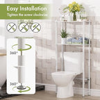 AmazerBath Bamboo Over The Toilet Storage Shelf, 2-Tier Over Toilet Bathroom Organizer Rack, Bathroom Shelves Over Toilet Space Saver, White - style: White-2-tier