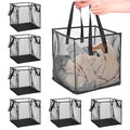 6 Pack Popup Laundry Hamper Collapsible Mesh Laundry Baskets with Handles, Portable Dirty Clothes Baskets Single Layer Foldable Clothes Hamper for Washing Storage, Dorm and Travel Use (Black,13 Inch)