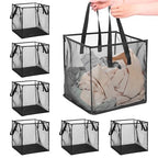 6 Pack Popup Laundry Hamper Collapsible Mesh Laundry Baskets with Handles, Portable Dirty Clothes Baskets Single Layer Foldable Clothes Hamper for Washing Storage, Dorm and Travel Use (Black,13 Inch)