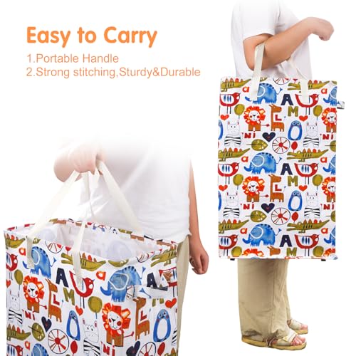 Odonata Slim Laundry Hamper Handles Collapsible Laundry Basket Thin Dirty Clothes Basket Narrow Laundry Bag Foldable Dirty Hamper 48L (Animal) - color: Animal