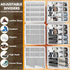 SpaceAid Shoe Organizer for Closet, 2 Pack Foldable Shoe Storage Containers Baskets Boxes Bins w/Adjustable Dividers, Fits 16-32 Pairs, White - color: White