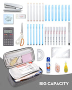 YOKUMA Pencil Case,Large Capacity Pencil Pouch,Aesthetic Zipper Pencil Box, Back to School Supplies for College Student Teen Adults,Travel Essentials,Electronic Cable Organize - color: Grey