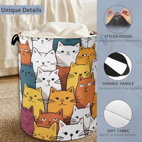 Funny Cat Laundry Basket,Foldable Oxford Cloth Tote Bag Laundry Hamper Clothes Storage Bucket Organizer for Bedroom Laundry Storage Dormitories 16" x 20.8" - color: Funny Cat