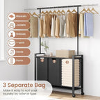 IDEALHOUSE Laundry Sorter, Rolling Laundry Hamper with Hanging Rack, Laundry Hamper 3-Section with Wheels, Hampers for Laundry, Laundry Basket Organizer for Laundry Room, Rustic Brown - size: L2 Size