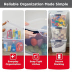 Rubbermaid Cleverstore Clear 32 Qt, 6 Pack Stackable Plastic Storage Bins with Lids, Great for Closet and Laundry Storage, Organizing in the Home