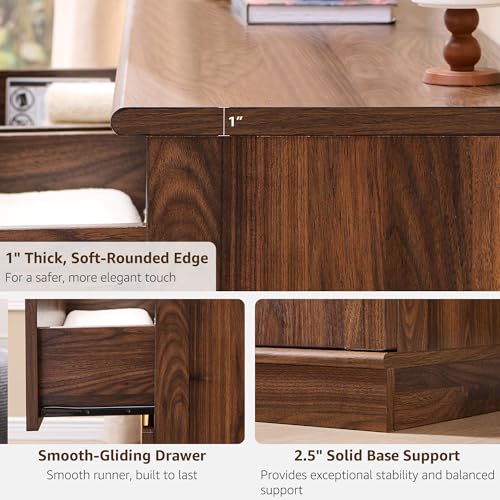 ACCOHOHO Arched Dresser for Bedroom with 9 Drawers, 52" Wide Modern Chest of Drawers with Rounded Edge & Metal Handles, Wood Storage Closet Dressers TV Stand for Living Room, Hallway, Brown - color: Brown, size: 15.6"D x 52"W x 32"H (9 Drawers)