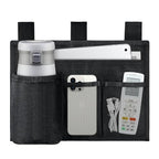 Hanging Bedside Caddy, 4 Pockets Bunk Bed Caddy, Bed Pocket for University Dormitories, Hospitals, Chairs, Crib Guardrails for Mobile Phone, Tablet Computer, Remote Control, Water Cup