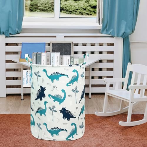 LANGYASHAN Laundry Basket Canvas Fabric Collapsible Organizer Basket for Storage Bin Toy Bins Gift Baskets Bedroom Clothes Children Nursery Hamper (Full dinosaur) - color: Full Dinosaur