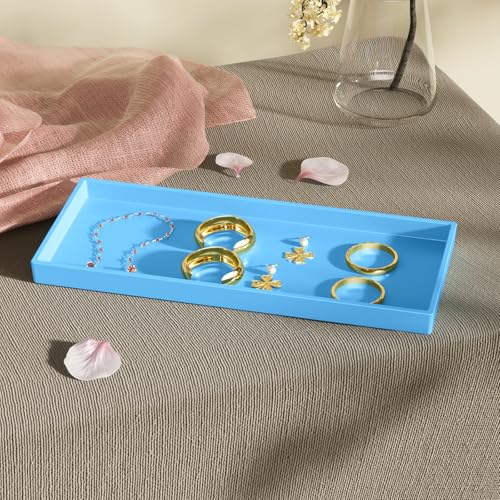 Vanity and Bathroom Tray, 11.8" ABS Countertop Organizer,Waterproof Vanity Tray for Toilet Tank,Perfume,Soap,Keys,Bathroom Accessories,Kitchen and Bath Trays,Non Slip Small Trays,Blue - color: Blue, size: 11.8" x 5" x 0.7"