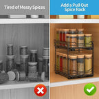 BOIVSHI 2-Tier Spice Rack, Pull Out Spice Racks Organizer for Cabinet, Height Adjustable Heavy Duty Metal Basket for Inside Cabinets & Pantry Closet (7.5''Wx10.5''Dx9.5''H) - size: 2 Tier,7.5''Wx10.5''Dx9.5''H